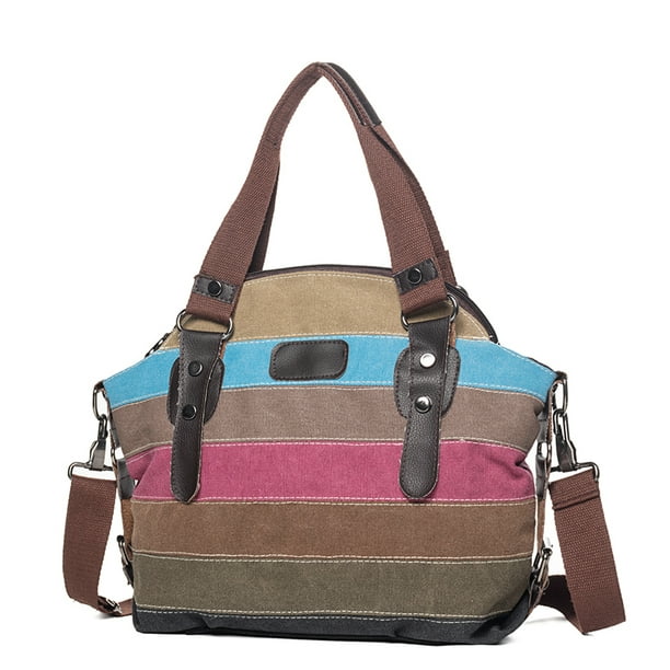 Women Female Classic Everyday Hobo Bag Hobo Shoulder Bags with Stripes Print. 